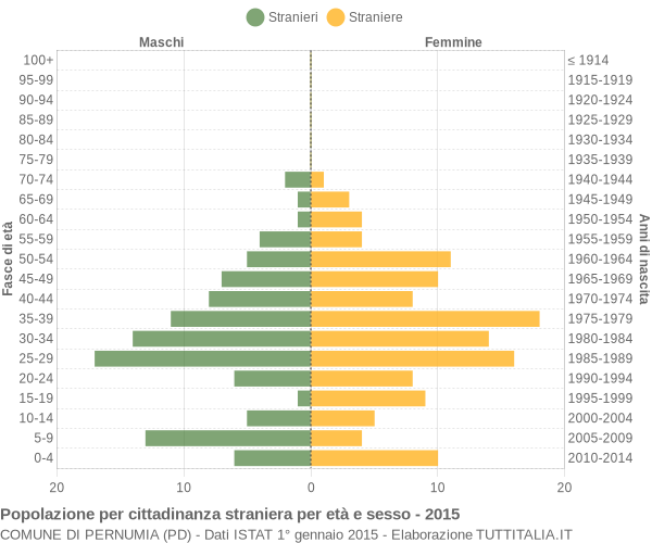 Grafico cittadini stranieri - Pernumia 2015