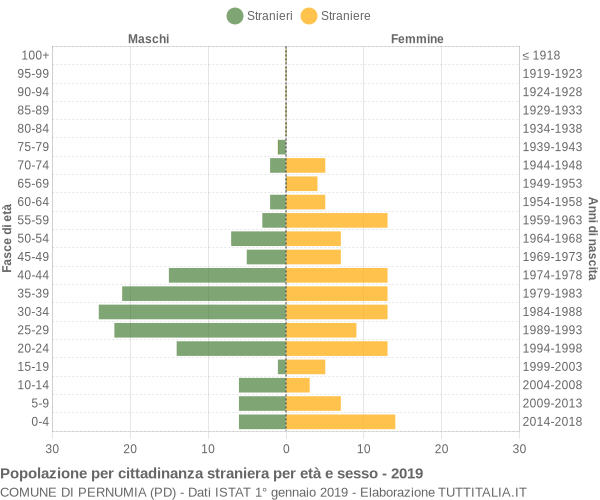 Grafico cittadini stranieri - Pernumia 2019