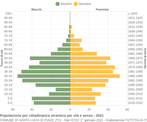 Grafico cittadini stranieri - Santa Lucia di Piave 2021