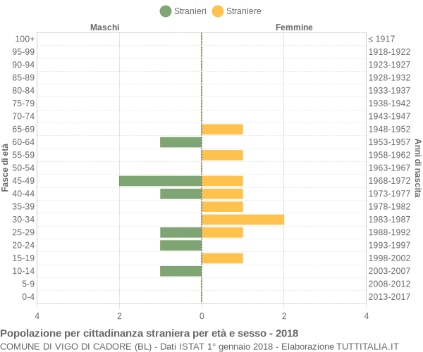 Grafico cittadini stranieri - Vigo di Cadore 2018