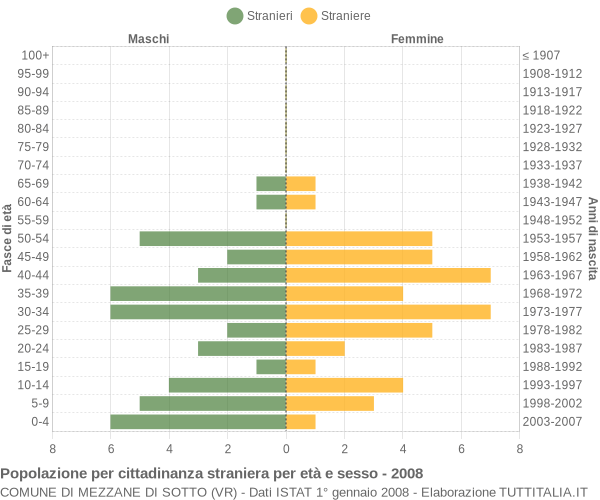 Grafico cittadini stranieri - Mezzane di Sotto 2008