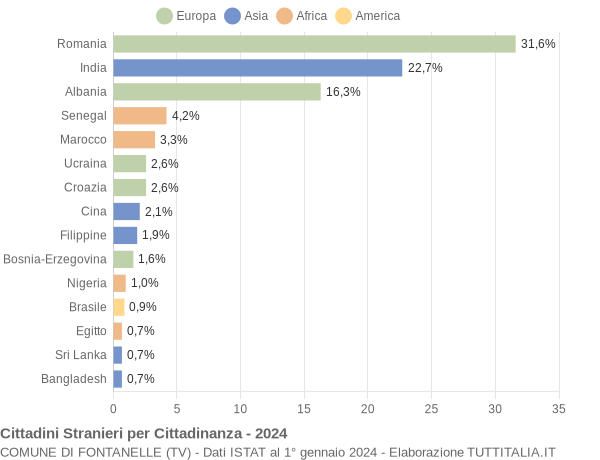 Grafico cittadinanza stranieri - Fontanelle 2024