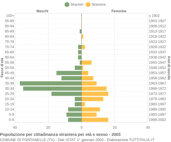 Grafico cittadini stranieri - Fontanelle 2003