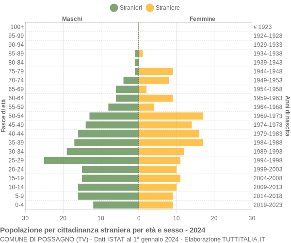 Grafico cittadini stranieri - Possagno 2024