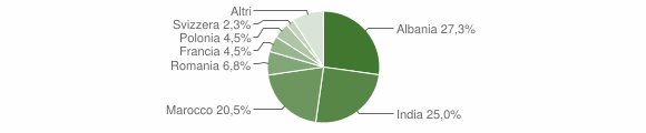 Grafico cittadinanza stranieri - Selva di Progno 2012