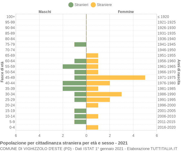 Grafico cittadini stranieri - Vighizzolo d'Este 2021