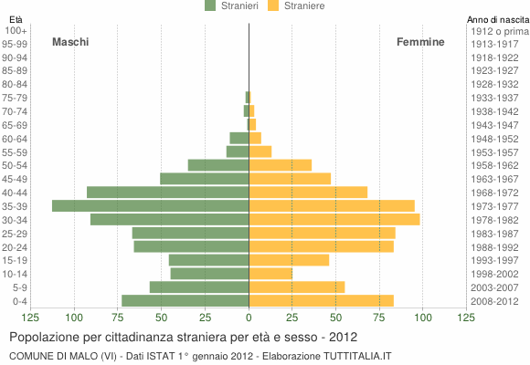 Grafico cittadini stranieri - Malo 2012