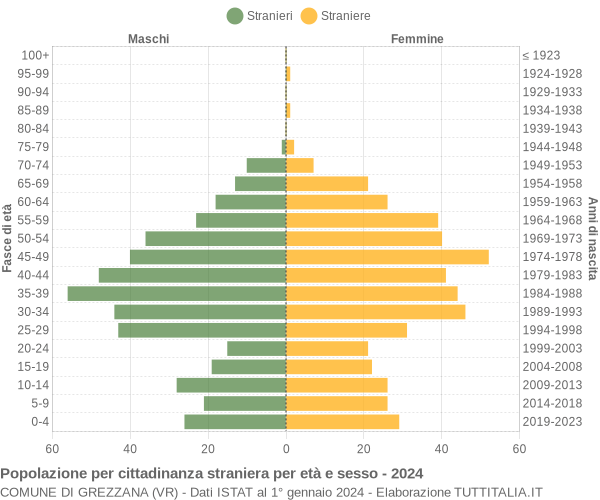 Grafico cittadini stranieri - Grezzana 2024