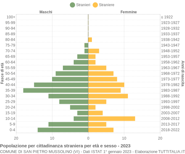 Grafico cittadini stranieri - San Pietro Mussolino 2023