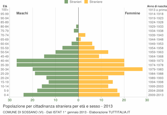 Grafico cittadini stranieri - Sossano 2013