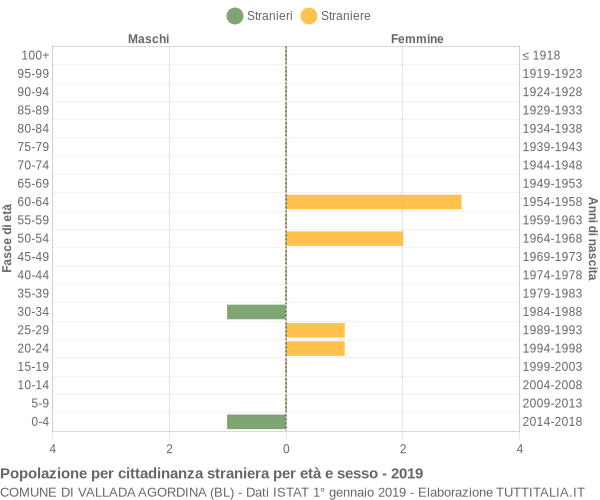 Grafico cittadini stranieri - Vallada Agordina 2019