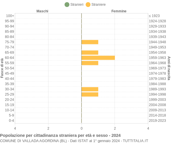 Grafico cittadini stranieri - Vallada Agordina 2024