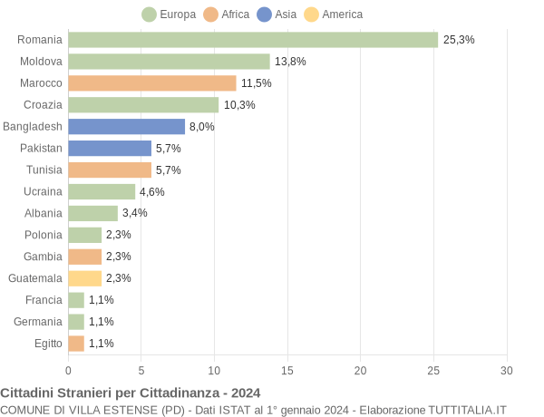 Grafico cittadinanza stranieri - Villa Estense 2024