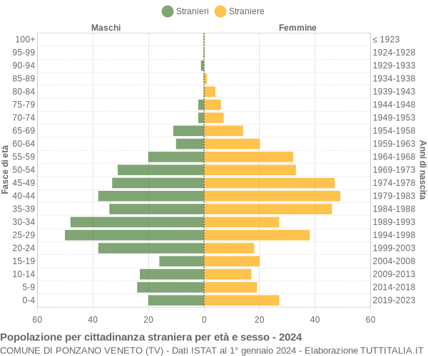 Grafico cittadini stranieri - Ponzano Veneto 2024