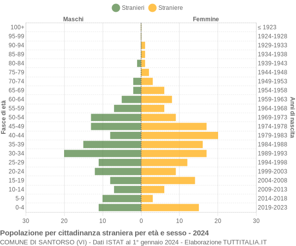 Grafico cittadini stranieri - Santorso 2024