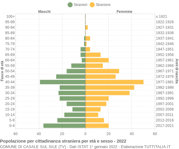 Grafico cittadini stranieri - Casale sul Sile 2022