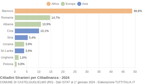 Grafico cittadinanza stranieri - Castelguglielmo 2024