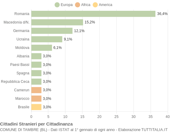 Grafico cittadinanza stranieri - Tambre 2021