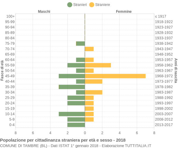 Grafico cittadini stranieri - Tambre 2018