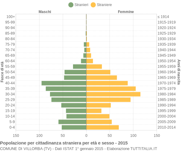 Grafico cittadini stranieri - Villorba 2015