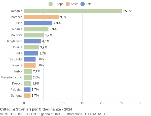 Grafico cittadinanza stranieri - 2024