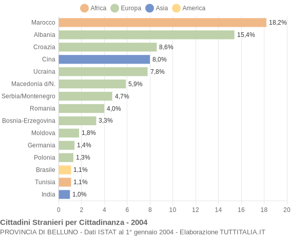 Grafico cittadinanza stranieri - 2004